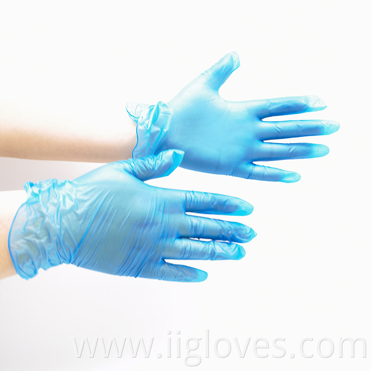 Blue Disposable Gloves Vinyl Gloves Powder Free Food Grade Vinyl PVC Hand Gloves Box